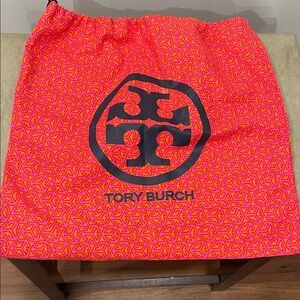 Tory Burch Pink and Orange Logo Drawstring Dust Bag